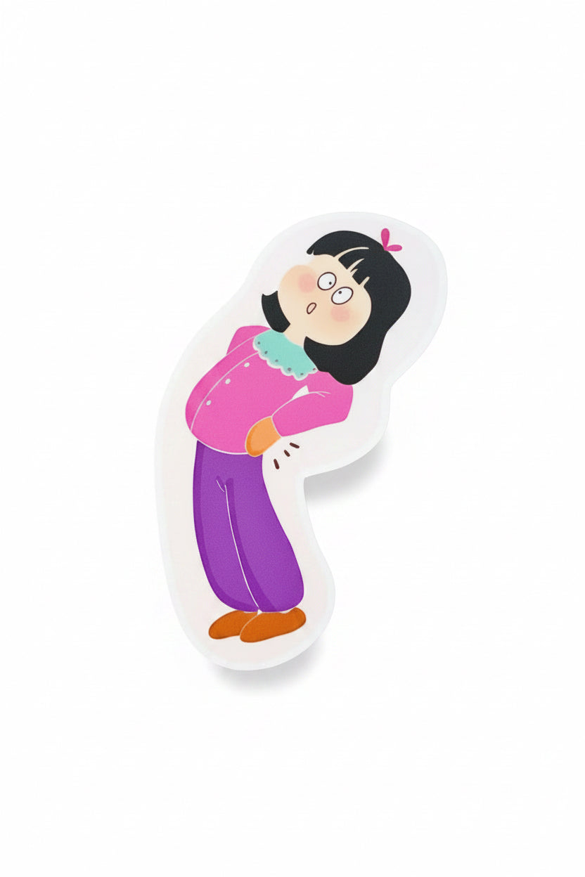 Back Pain Lady Vinyl Clear Sticker