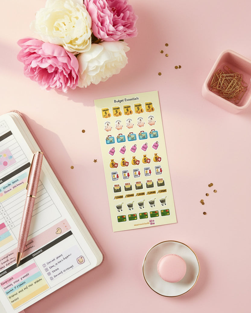 Budget Essentials Sticker Sheet | Cute Finance Planner Stickers