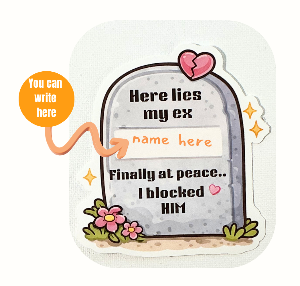 Tombstone for EX (Writable Name) Vinyl Clear Sticker