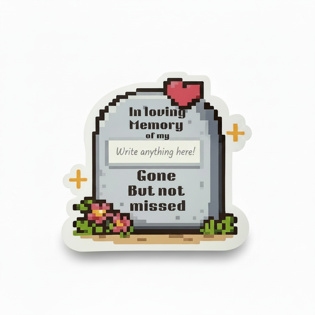 Tombstone In Loving Memory (Writable) Vinyl Clear Sticker