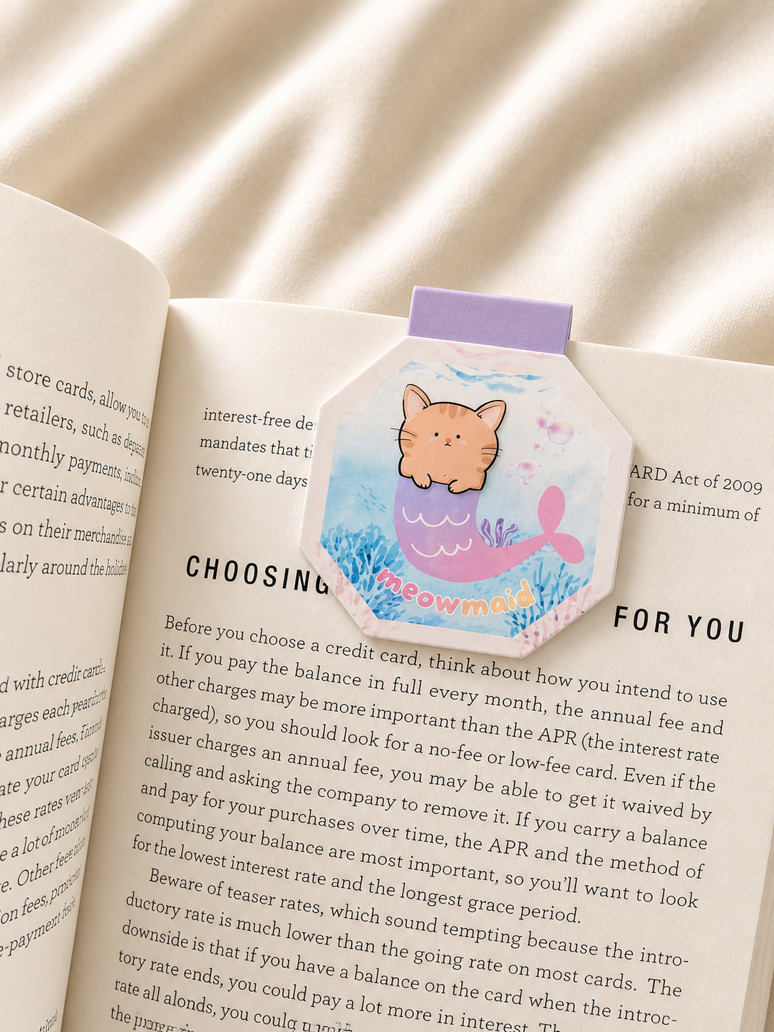 Cat Mermaid Magnetic Bookmark