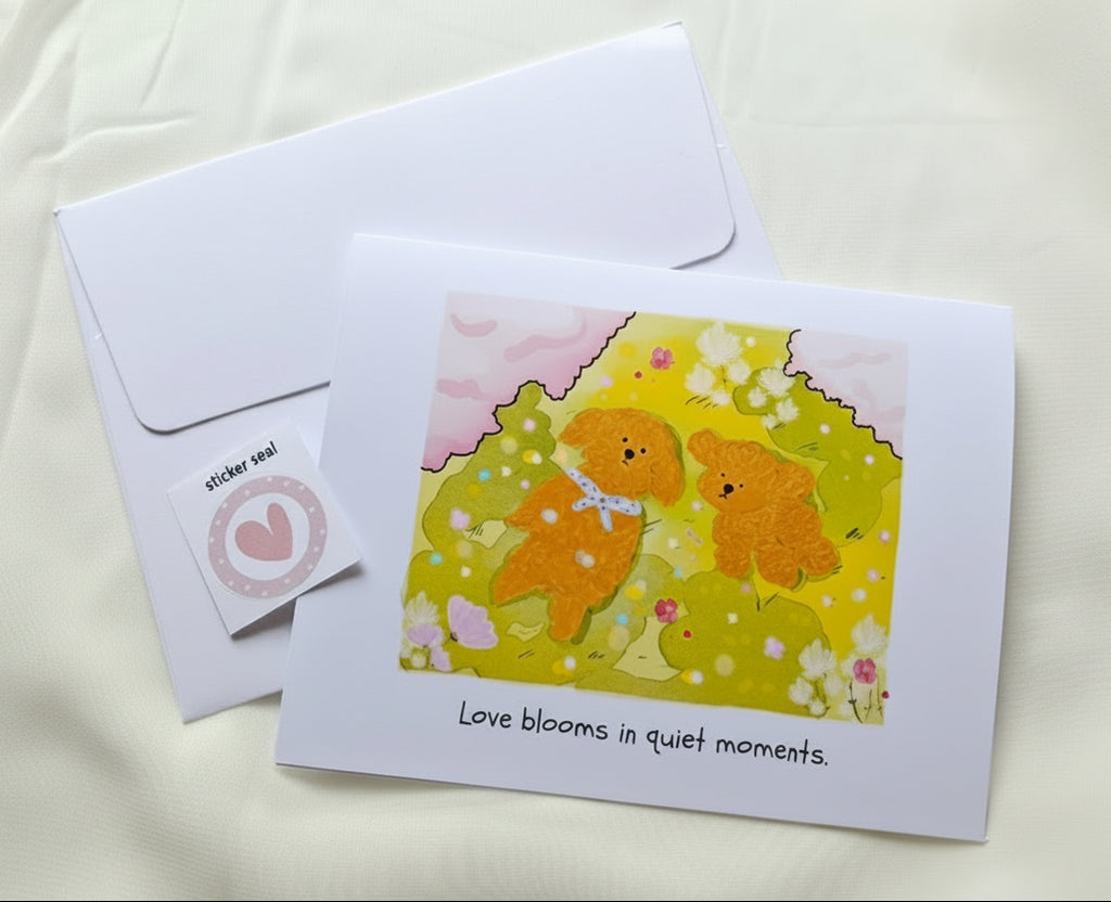 Love Blooms – Cute Poodle Card