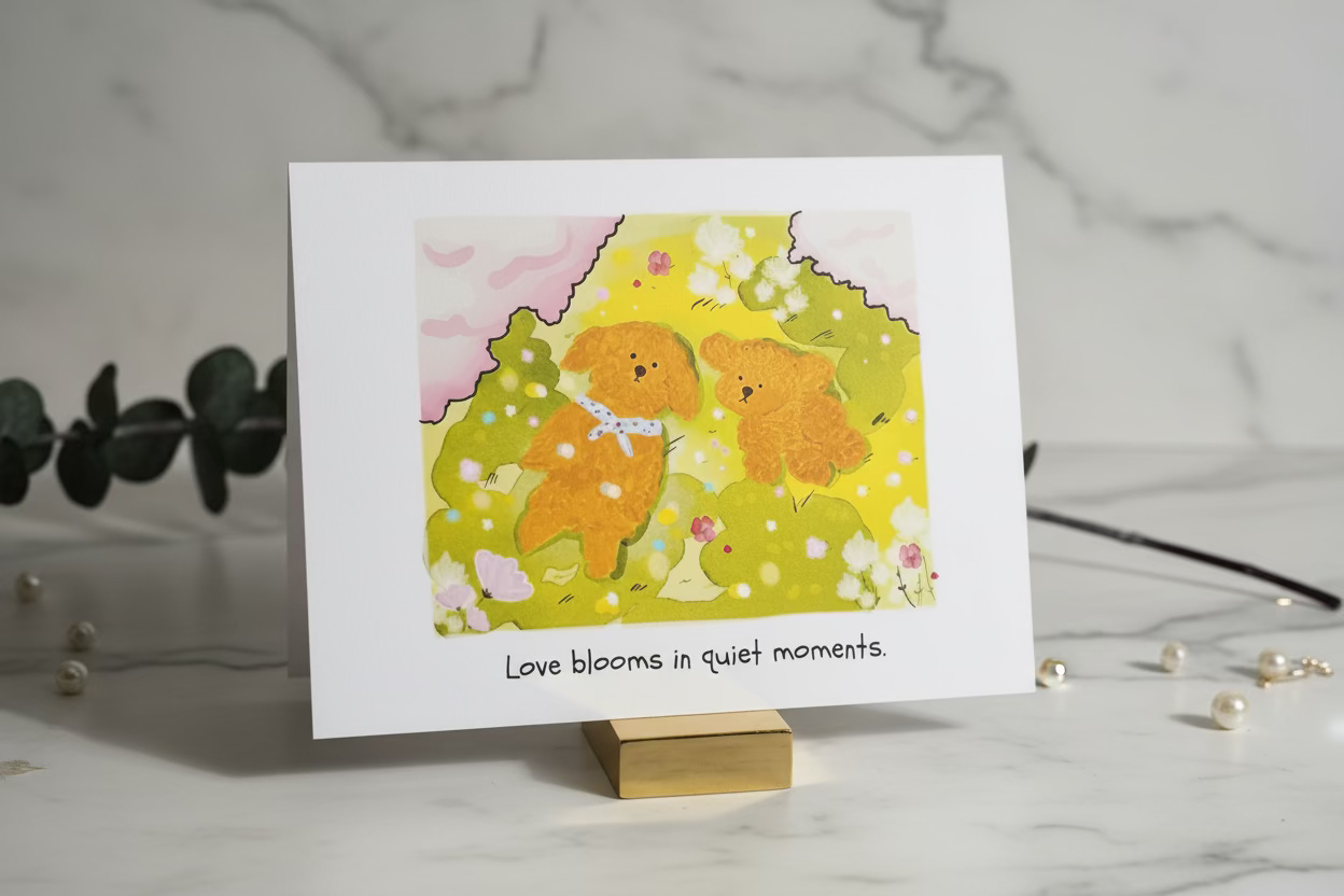 Love Blooms – Cute Poodle Card