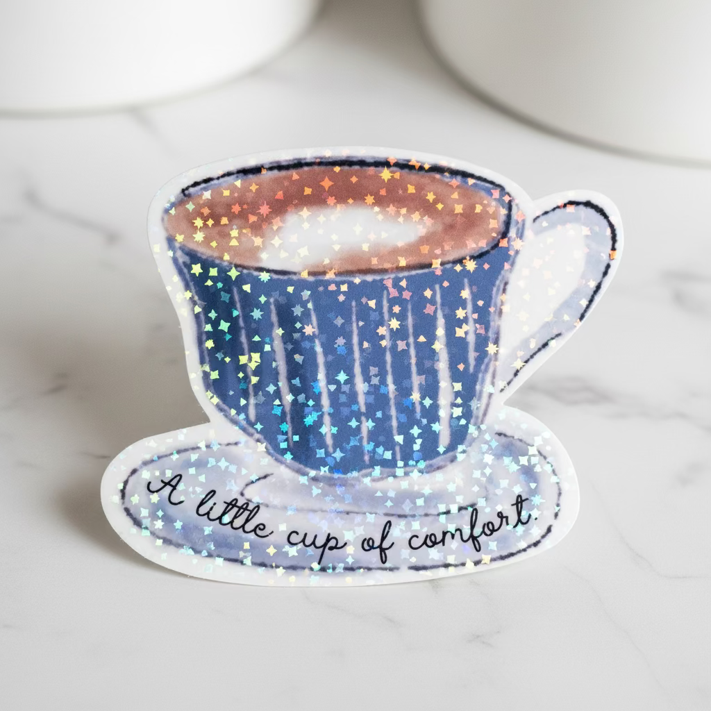 Coffee Mug Vinyl Holographic Sticker