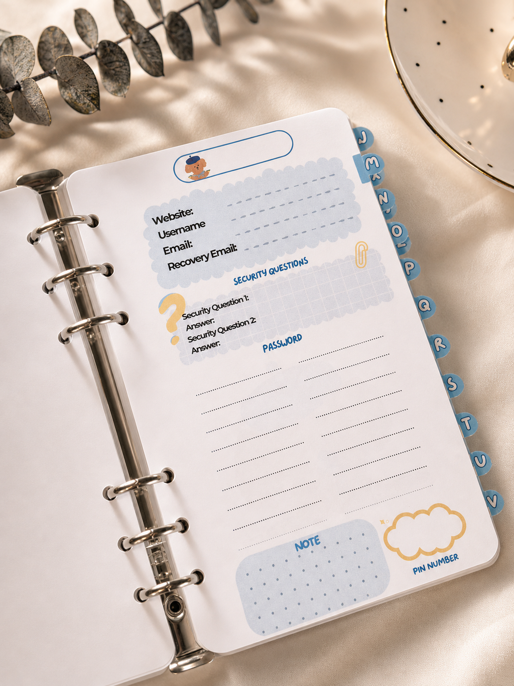 Password Notebook Cute Dog