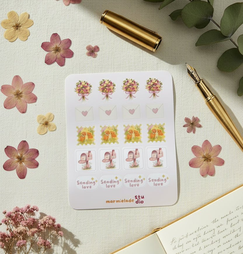 Sending Love Sticker Sheet | Cute Planner & Happy Mail Stickers